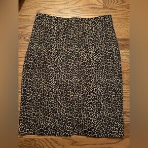 J. Crew Women's Sz 4 Black & Brown Leopard/Cheetah Print Classic Pencil Skirt